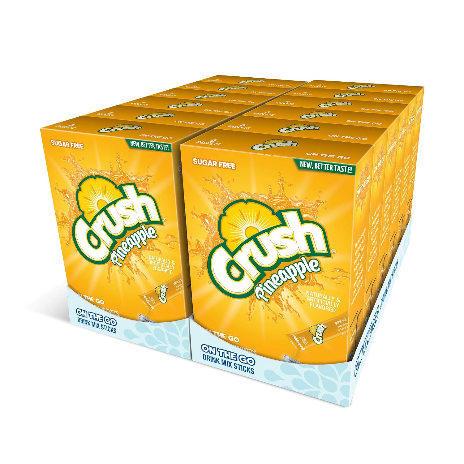 Crush, Pineapple Powder Drink Mix Sugar Free & Delicious, Makes 72 flavored water beverages (Pack Of 12)