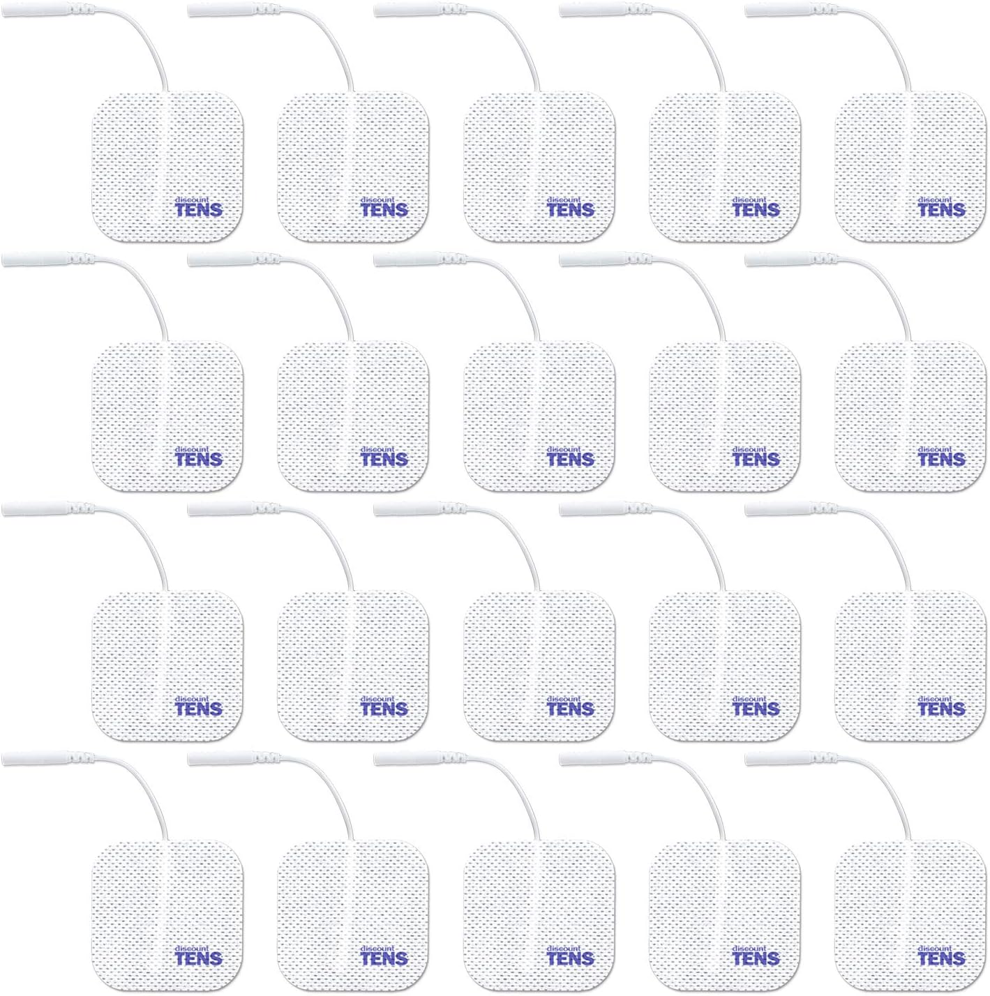 Discount TENS - Electrodes, Value Wired Replacement Pads for TENS Units, Pack of 20 Unit Electrodes (2 inch x 2 inch)