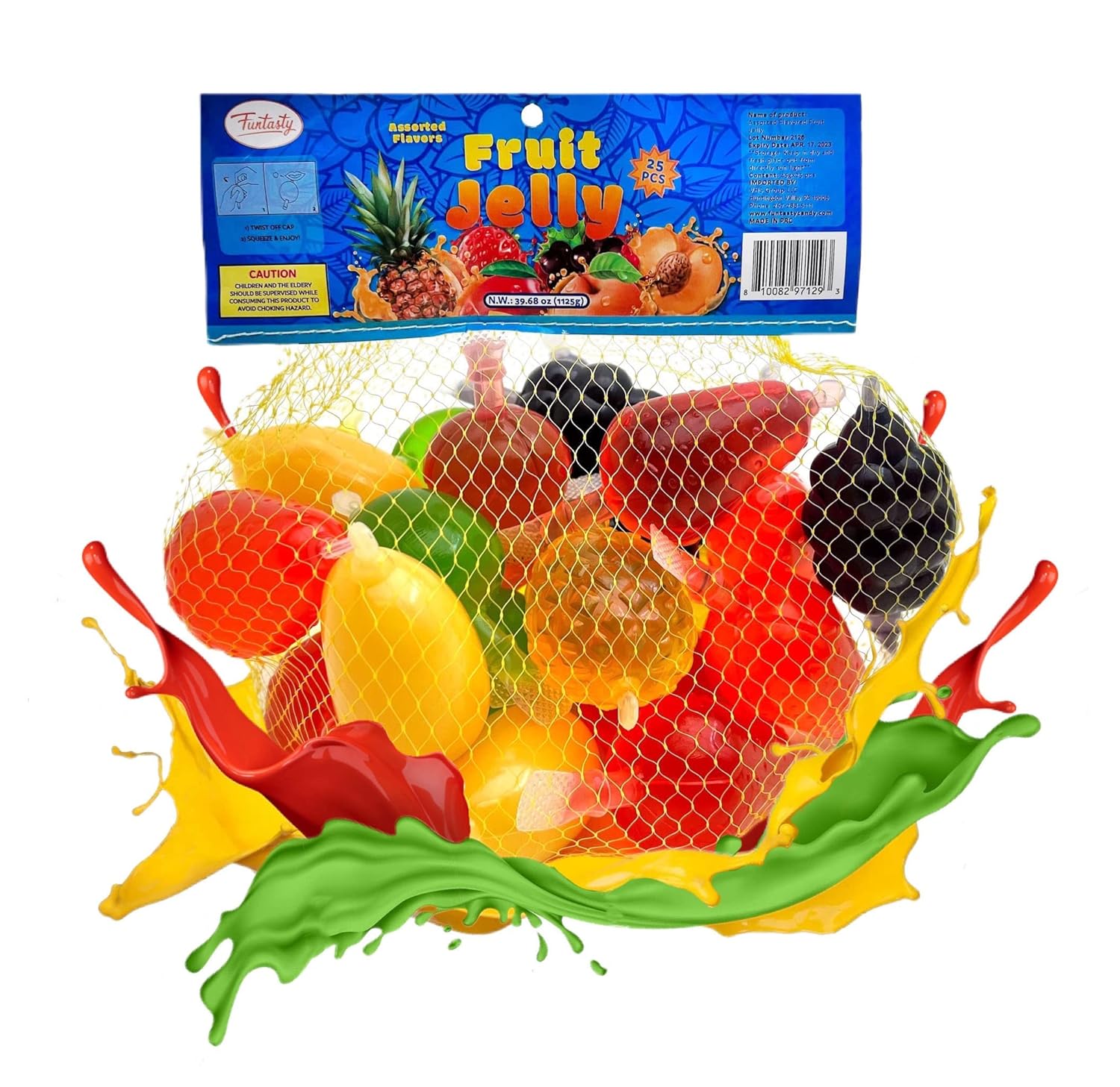 Funtasty Squeezable Fruit Jellies Candy - 25 Count Bag - Assorted Flavors
