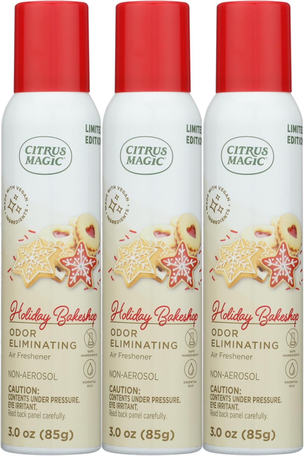 Citrus Magic Holiday Odor Eliminating Air Freshener Spray, Holiday Bakeshop, 3-Ounce, Pack of 3