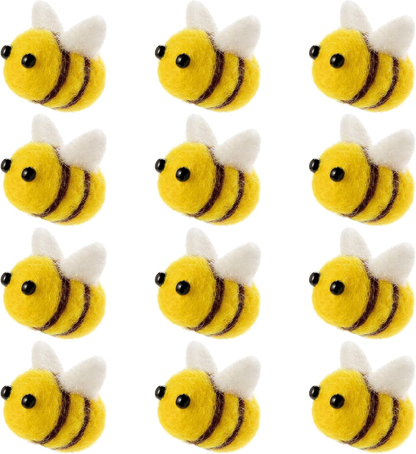 CINPIUK 12 Set Felt Bees for Crafts, Wool Felt Bumble Bee Plush for Tiered Tray Decoration Party Favors DIY Craft Jewelry Accessory