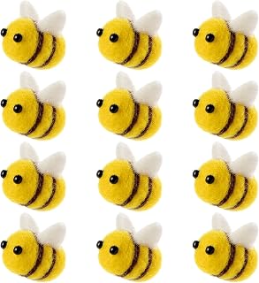 CINPIUK 12 Set Felt Bees for Crafts, Wool Felt Bumble Bee Plush for Tiered Tray Decoration Party Favors DIY Craft Jewelry Accessory