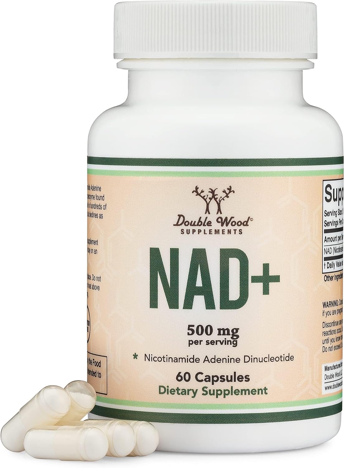NAD Supplement for Anti Aging and Cell Regeneration (500mg of 95% Pure NAD+ Per Serving, 30 Day Supply) Similar to Nicotinamide Riboside (Third Party Tested, Vegan Safe, Non-GMO) by Double Wood