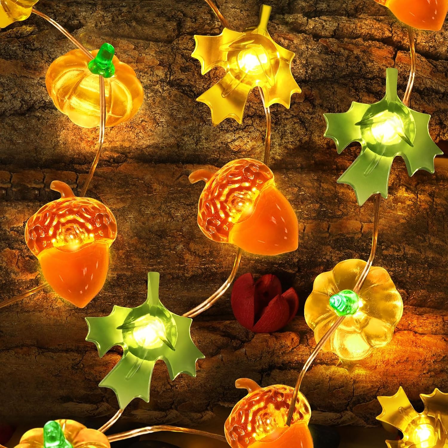 Coquimbo Autumn Decorations Fairy Lights, 3M 30LED Pumpkin Maple Leaf Light