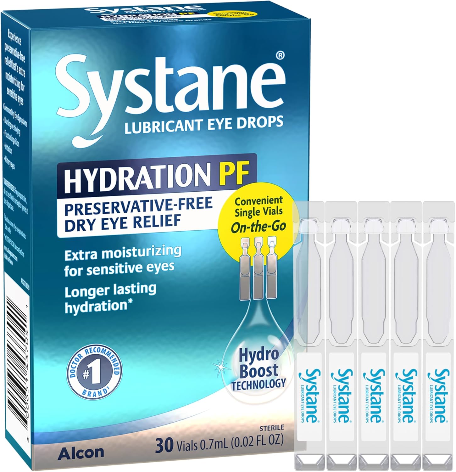Systane Hydration Preservative-Free Lubricant Eye Drops, Transparent, 0.6 Fl Oz, 30 Count
