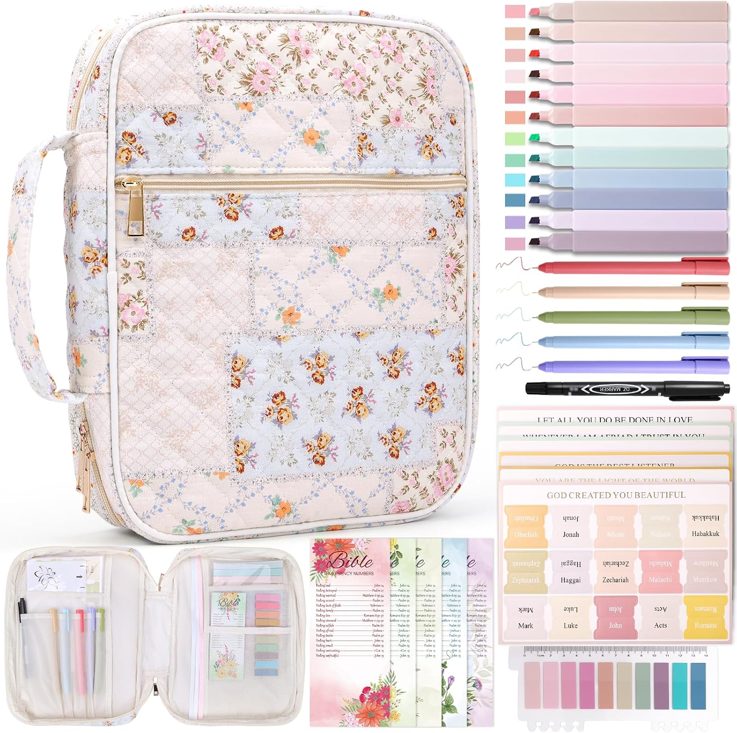 Bible Cover Case for Women Bible Bag Journaling Kit w/Study Supplies