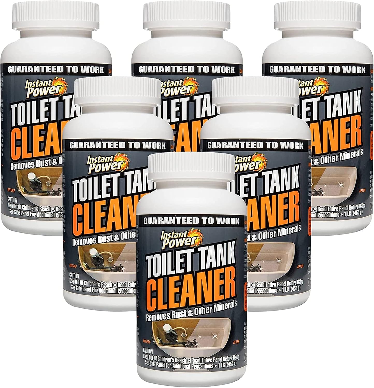 Instant Power Toilet Tank Cleaner – Bathroom Toilet Cleaning Powder, Removes Rust and Other Minerals, No Scrubbing, 16 Oz 6 Pack