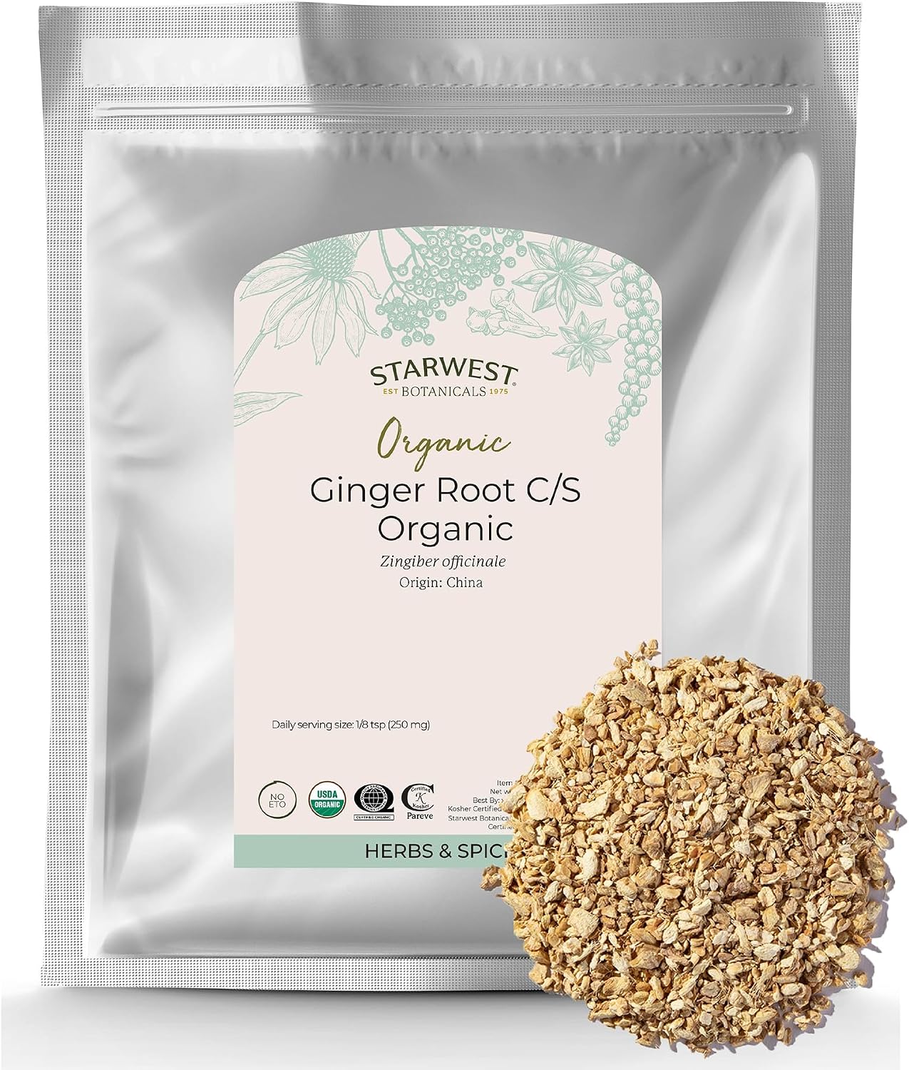 Starwest Botanicals Organic Ginger Root, Baking, & Cooking - Bulk 1 lb Bag