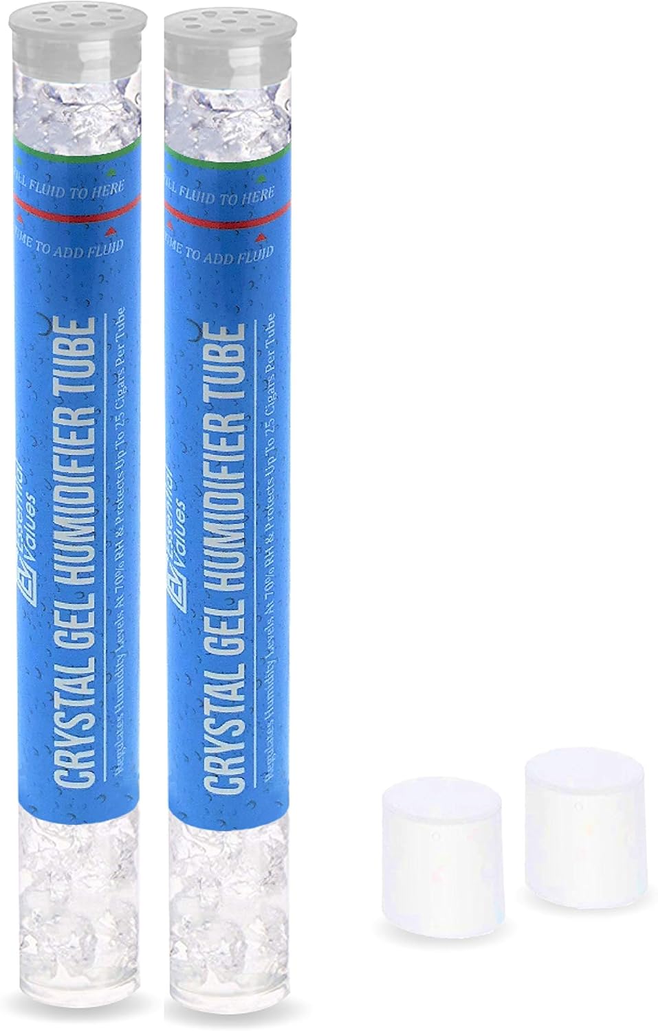 Essential Values 2 Pack Cigar Humidor Packets, Tubes - Humidifier Crystals, Beads - Keeps Humidity at 70% in Cigar Box with PG Infused Gel Protects up to 25 Cigars - Perfect for Travel