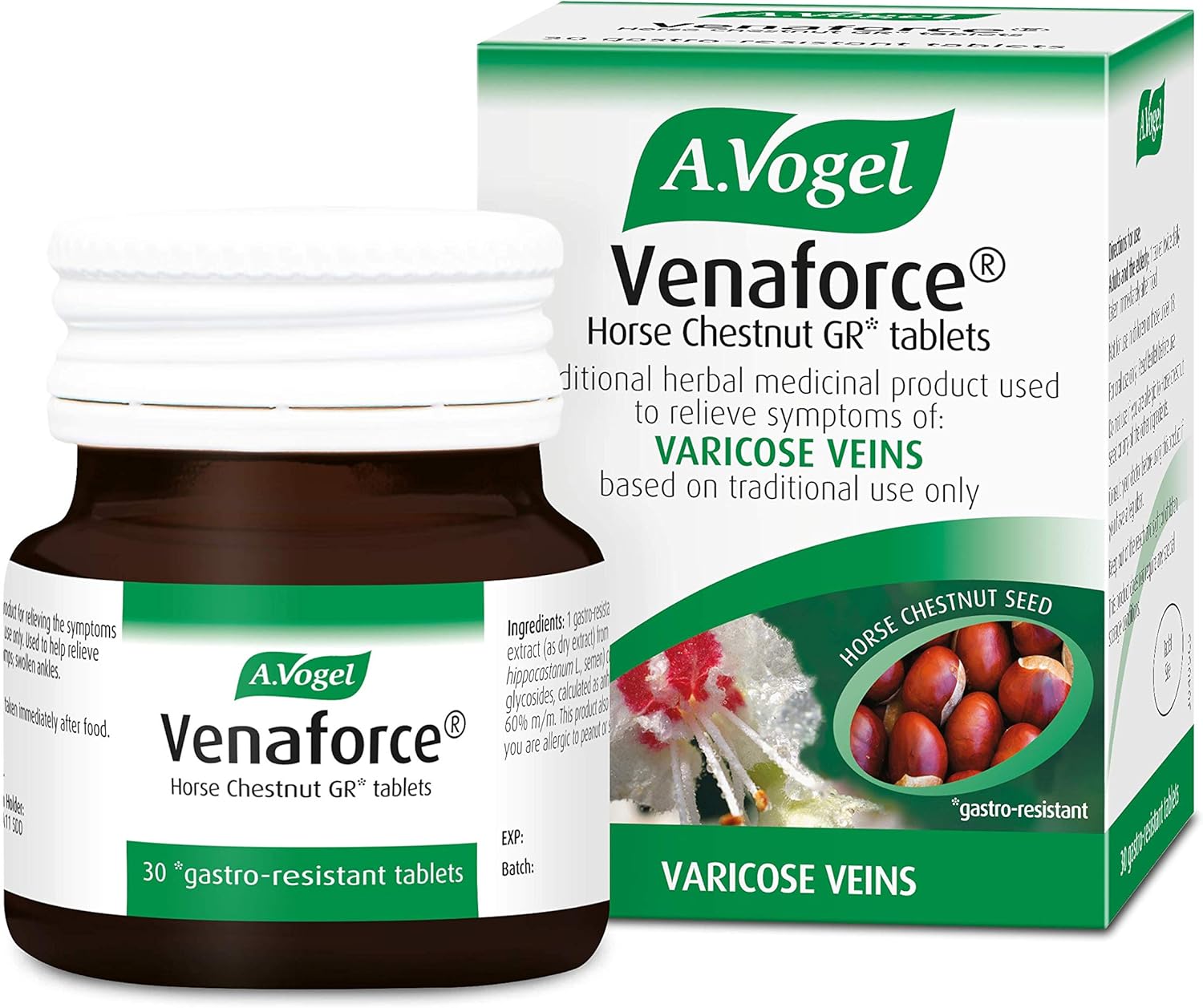 A.Vogel Venaforce Horse Chestnut Tablets | Relieve Symptoms of Varicose Veins, Tired Aching Legs, Leg Cramps & Swollen Ankles | 30 Tablets