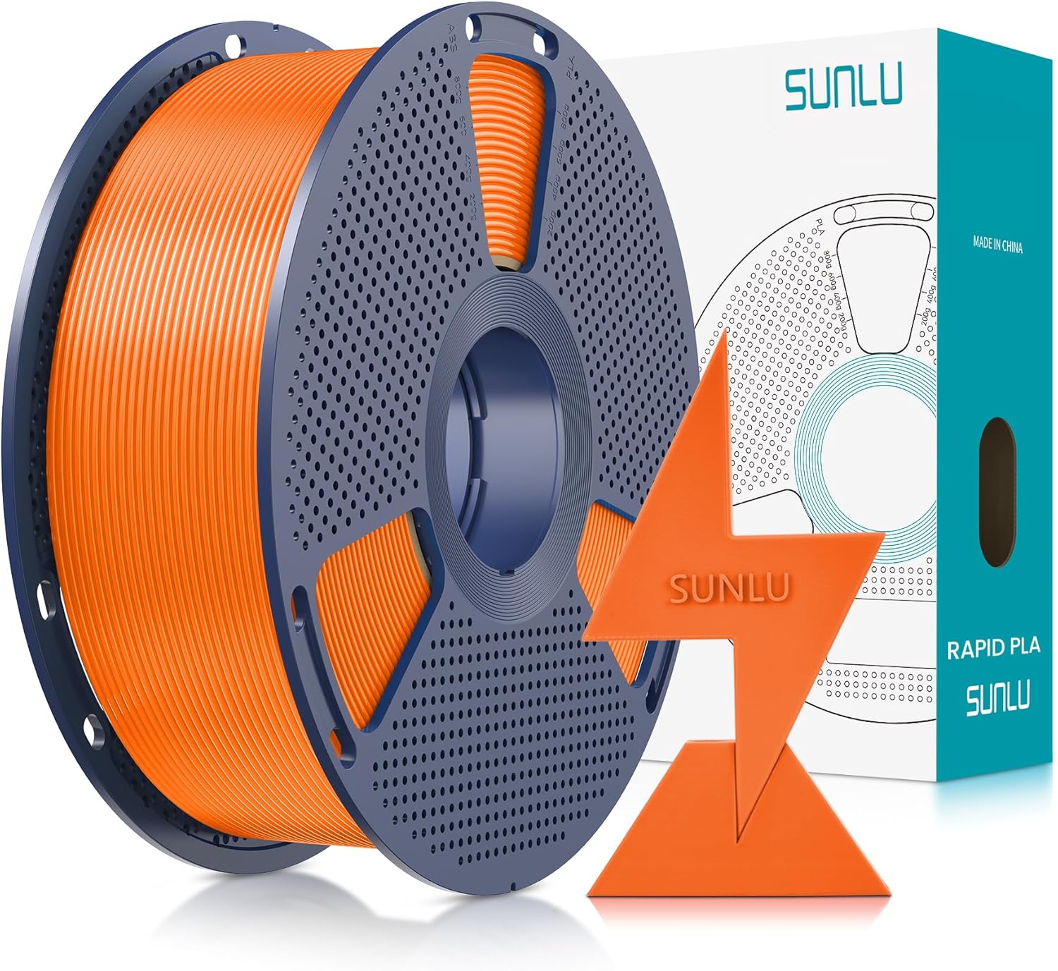 SUNLU High Speed PLA Filament 1.75mm, Up to 600mm/s Fast Printing 3D Printer Hyper Filament, High Flow Speedy, Neatly Wound, Rapid HS-PLA, Dimensional Accuracy +/- 0.02mm, 1KG Sunny Orange