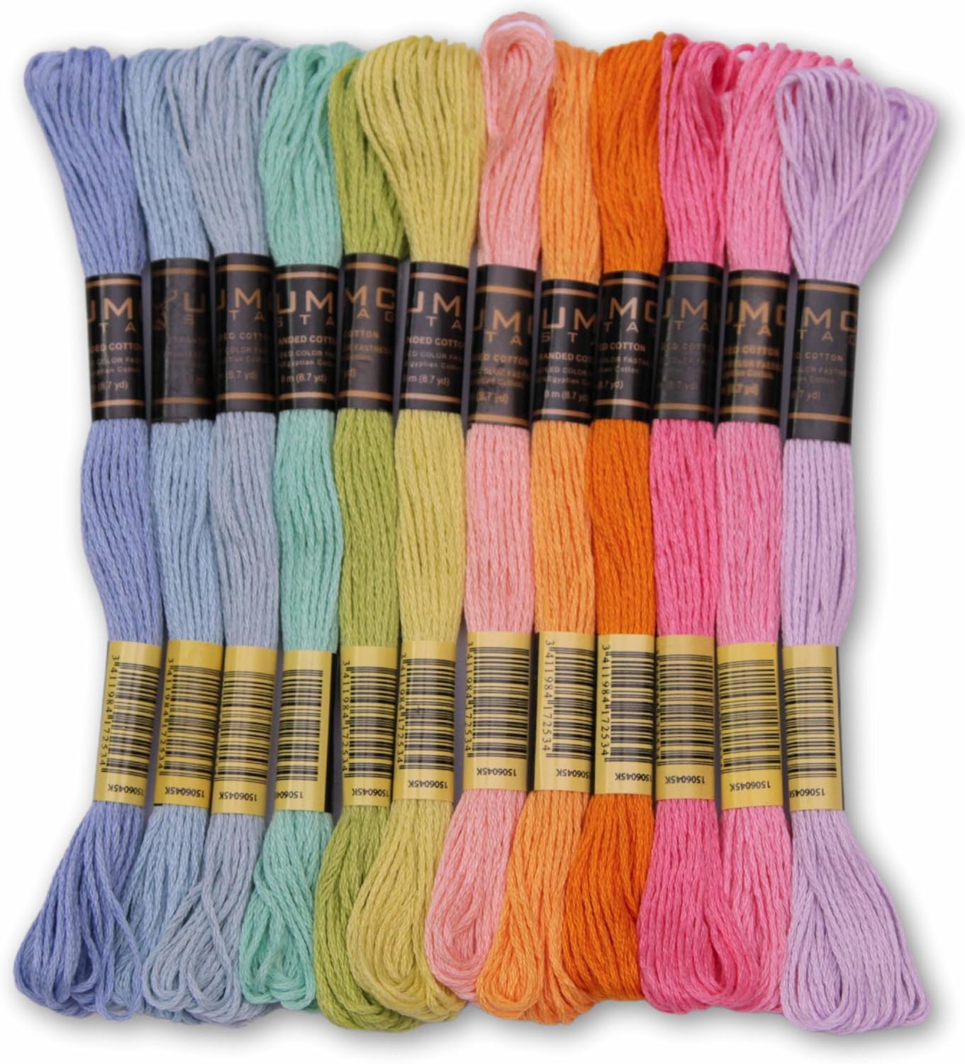 Pack of 12 Popular Colours Premium Embroidery Thread | 100% Egyptian Cotton Premium Skeins | Cross Stitch Embroidery Floss | Oeko TEX Certified| (12, Spring Macaron)