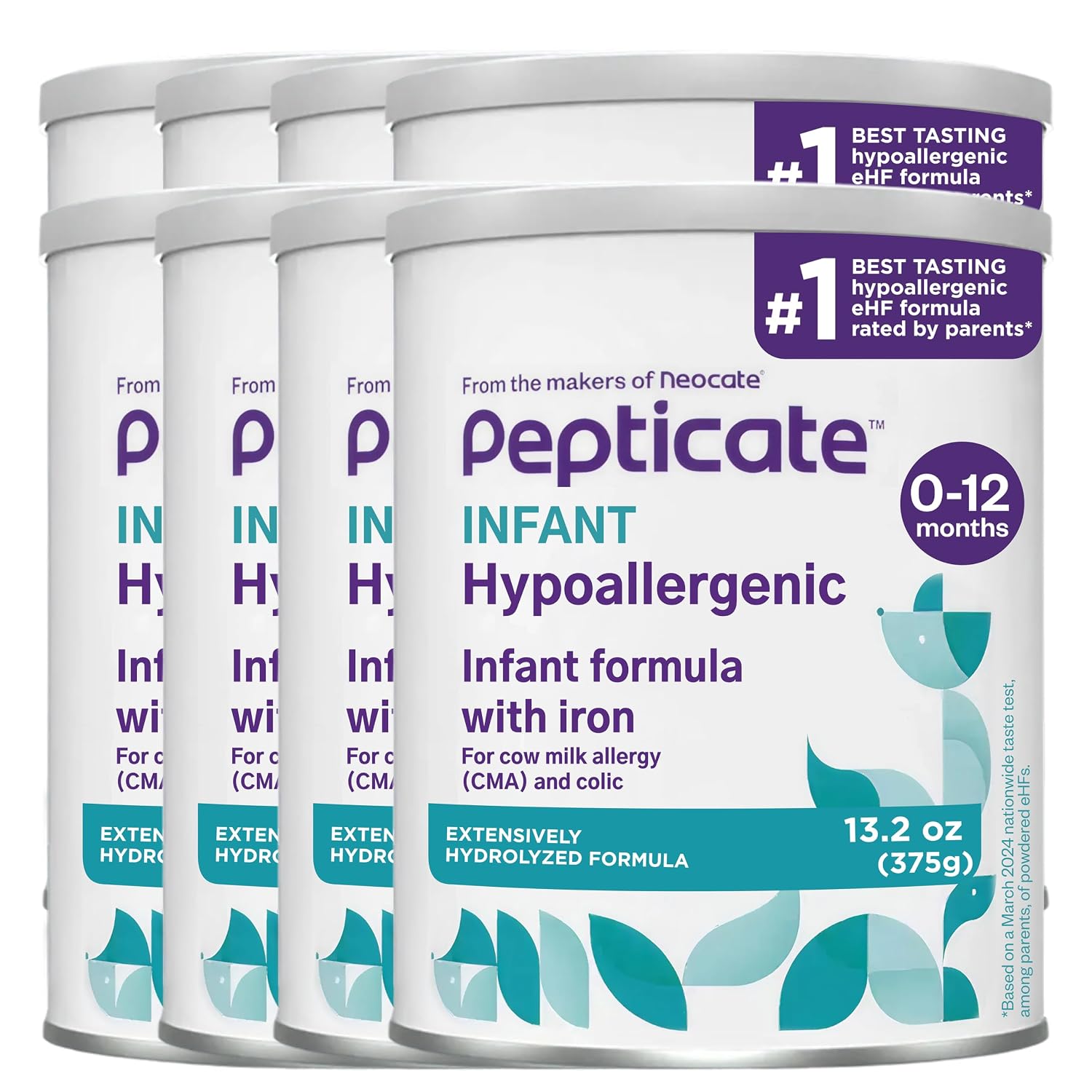 Pepticate Hypoallergenic Infant Formula 0–12 Months 13.2oz 8 Pack