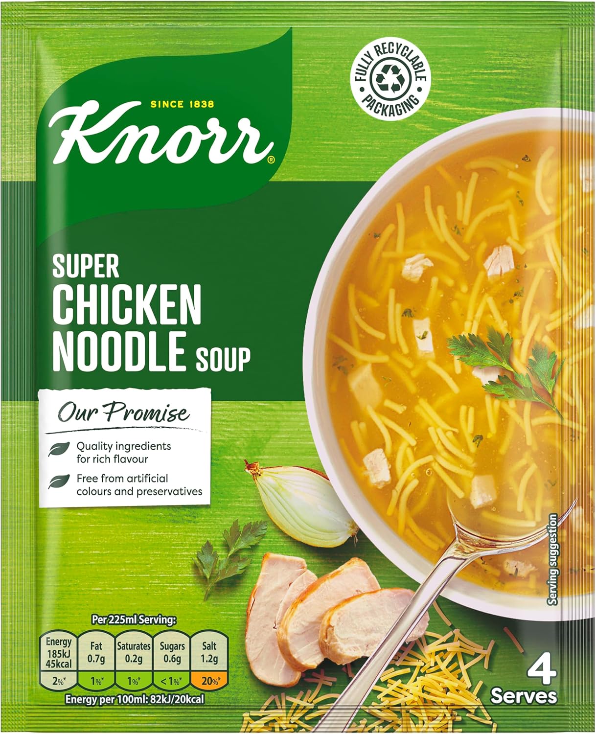 Knorr Super Chicken Noodle Soup Mix packet soup free from artificial colours and preservatives quick and easy 12x 51 g (48 servings)