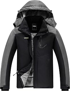 Men's Mountain Waterproof Ski Jacket Windproof Rain Jacket Fleece Snow Winter Coat