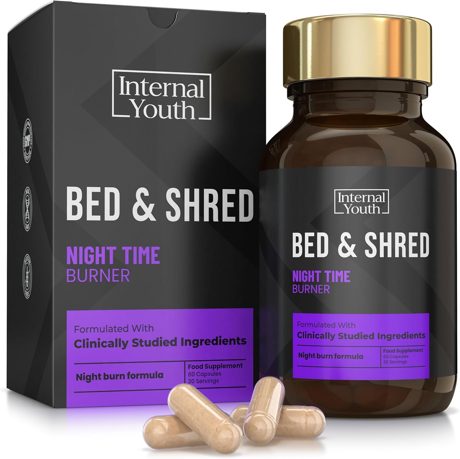 Bed & Shred - Night Time Fat Burners for Men & Women Weight Loss - Appetite Suppressant & Metabolism Booster - 60x Weight Loss and Sleeping Pills that Work Fast with L-Carnitine & Valerian