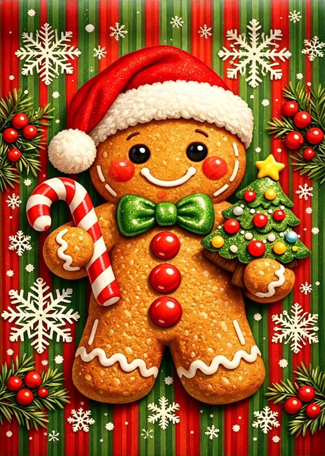 Christmas Gingerbread Diamond Art Kits for Adults, 5D Diamond Painting Kits for Adults Beginners, DIY Full Round Drill Diamond Dot Painting Gem Art Kits for Adult, Home Wall Decor 11.8x15.7 Inch