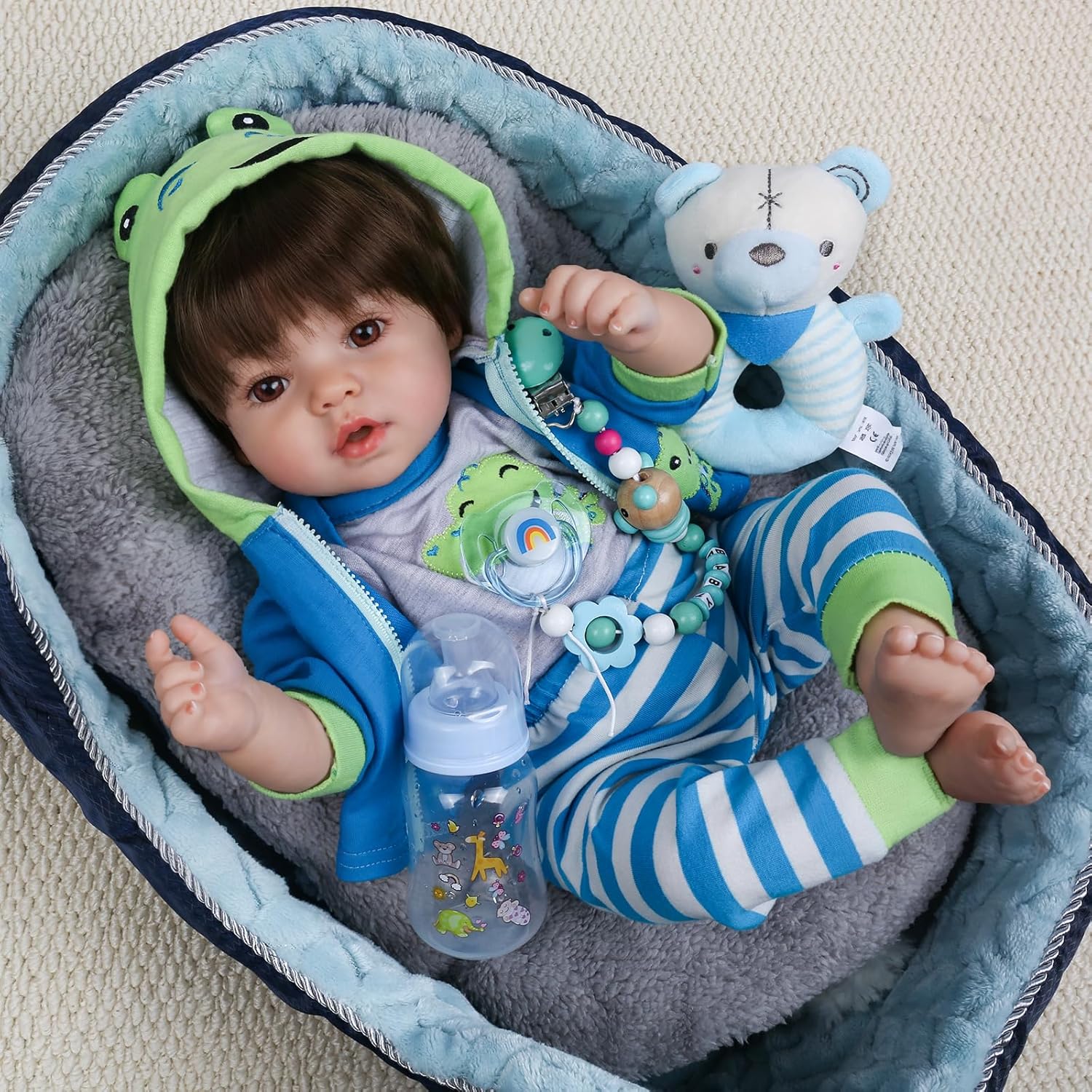 CHAREX Lifelike Reborn Baby Dolls Boy - 18 Inch Baby Toddler Soft Body Realistic Newborn Baby Doll Real Life Baby Dolls Toy Gift with Accessories for Kids Age 3+