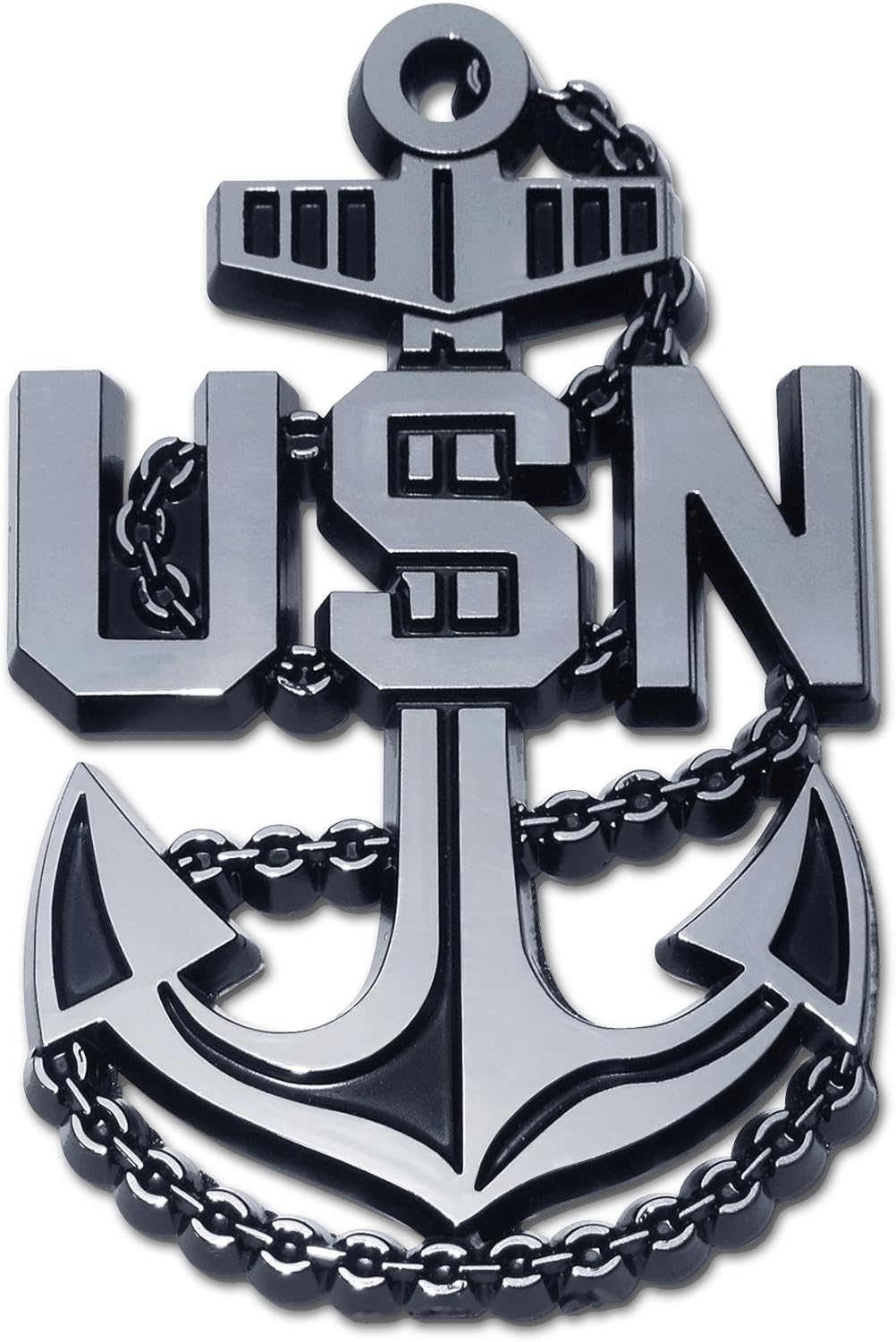 Elektroplate Officially Licensed USN Navy Anchor OEM Chrome Emblem for Cars, Trucks, and All Auto | Universal Fit at 3.25" x 2.1" | Weatherproof