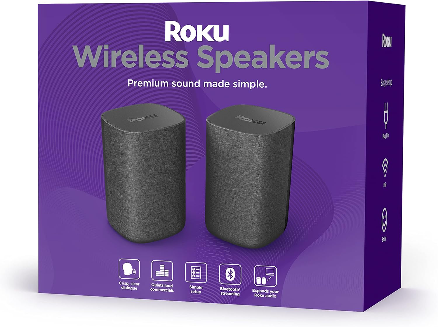 Roku Wireless Speakers - Set of 2 (Pack of 1) - Compatible with Roku TV, Streambar, and Streambar Pro (SE is not compatible)