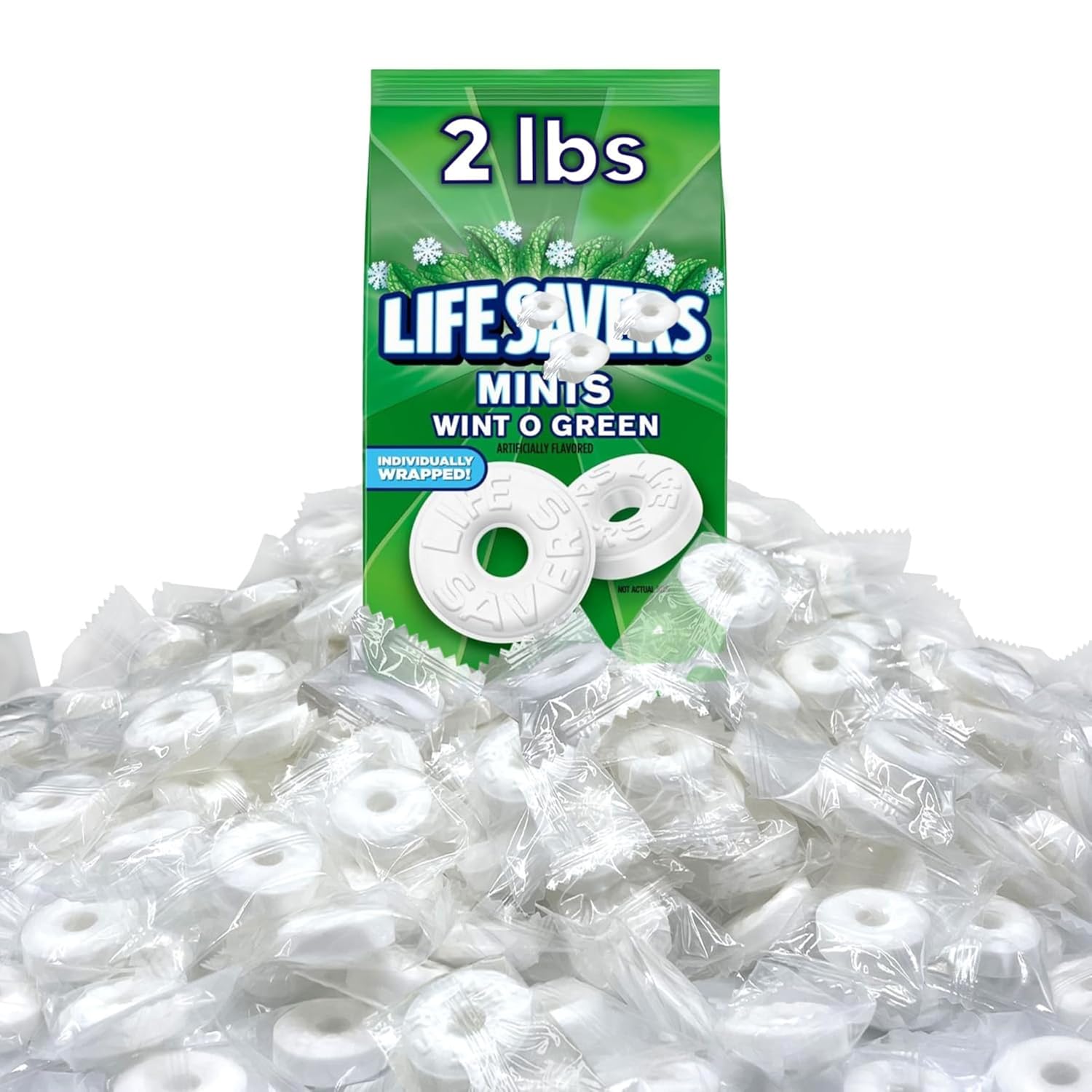 Mint Candy Wint O Green Flavor 2 Pounds (Approx 100 Pieces) Individually Wrapped -Bulk Bag for Every Occasion