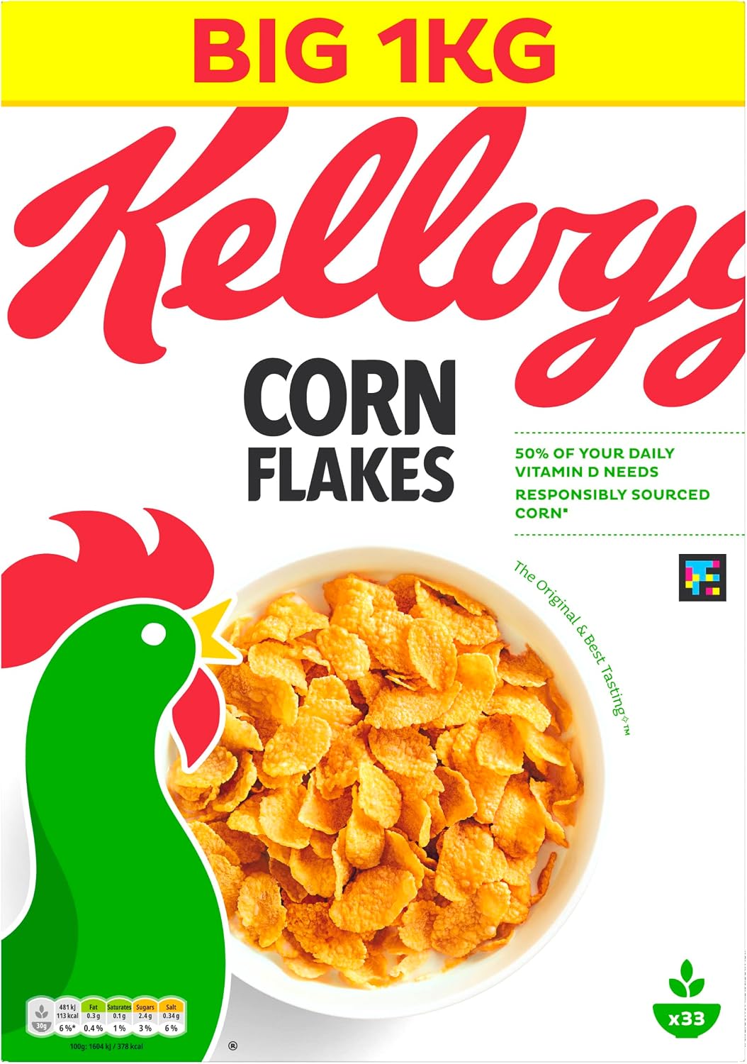 Kellogg's Corn Flakes Breakfast Cereal, 1kg