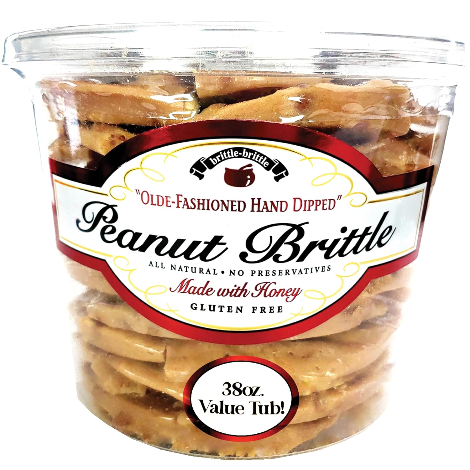 brittle-brittle Peanut Brittle Candy, Handmade Old Fashioned Peanut Brittle Made with Honey (2.3 Pound (Pack of 2))