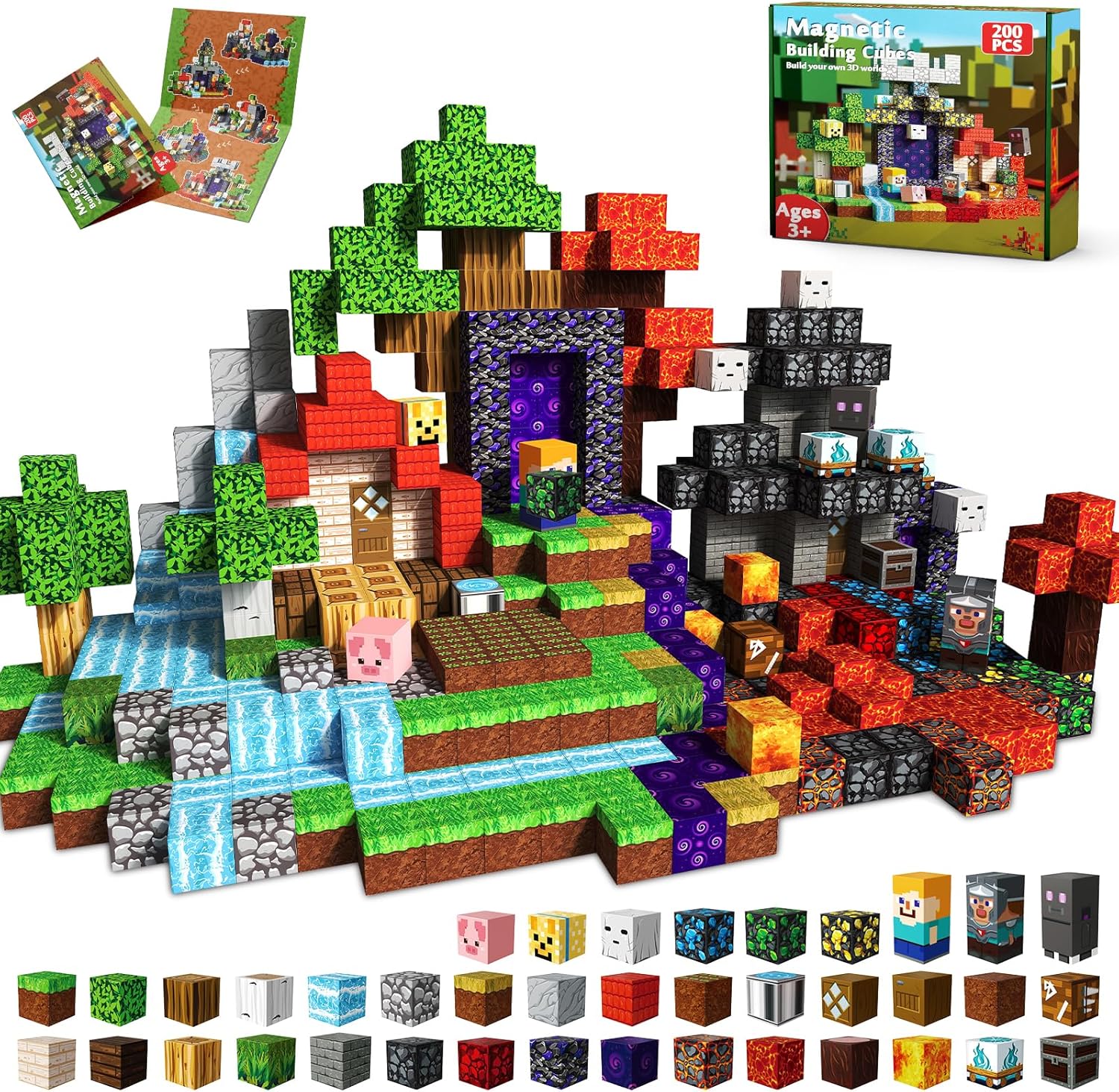 200 PCS 0.8in Magnetic Blocks - Magnet Toys for Kids, Boys and Girls, Magnetic Building Blocks Cubes, Stacking Magnets for Kids, Birthday Gifts for Boys and Girls Age 3+ Years Old