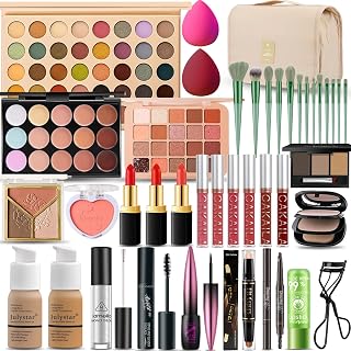 All in One Makeup Kit for Women Full Kit, Professional Travel Makeup Kit for Women & Teens, Foundation Eyeshadow Lipstick Brow Pencil Eyeliner Contour Powder, Complete Make Up Gift Set for Beginners