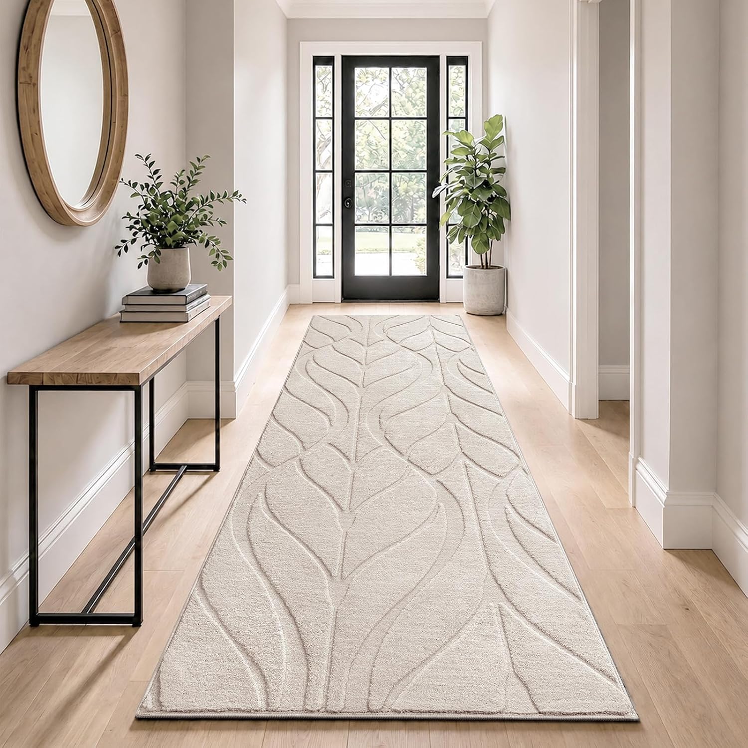 SHACOS Runner Rugs 80x300 cm Non Slip Hall Runner Rug Washable Hallway Runners Long Boho Carpet Runners for Hallway Kitchen Entryway Bedsides, Beige