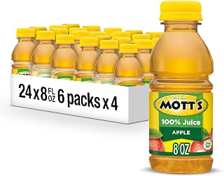 Mott's 100% Original Apple Juice, 8 Fl Oz Bottles, 24 Count (4 Packs Of 6), 2 Servings Of Fruit, 100% Fruit Juice, Gluten-free, Caffeine-free, Kosher, Contains No Artificial Colors Or Sweeteners