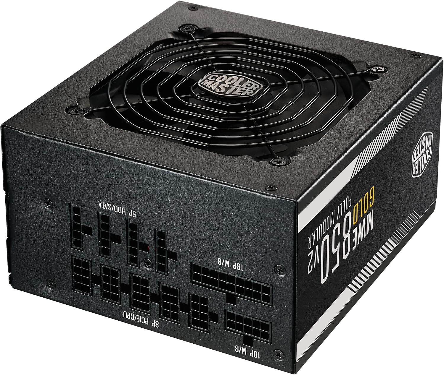 Cooler Master MWE Gold 850 V2 Full Modular, 850W, 80+ Gold Efficiency, 2 EPS Connectors, 120mm HDB Fan, Semi-fanless Operation, 5 Year Warranty