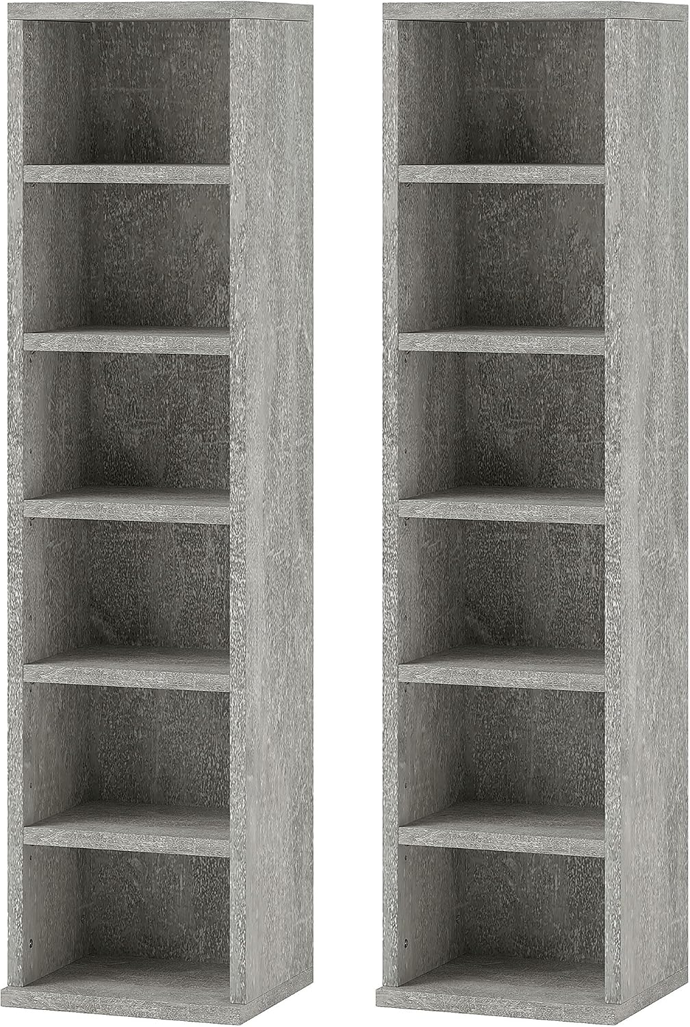 HOMCOM 204 CD Media Display Shelf Unit Set of 2 Blu-Ray Tower Rack w/Adjustable Shelves Bookcase Storage Organiser, Cement Grey