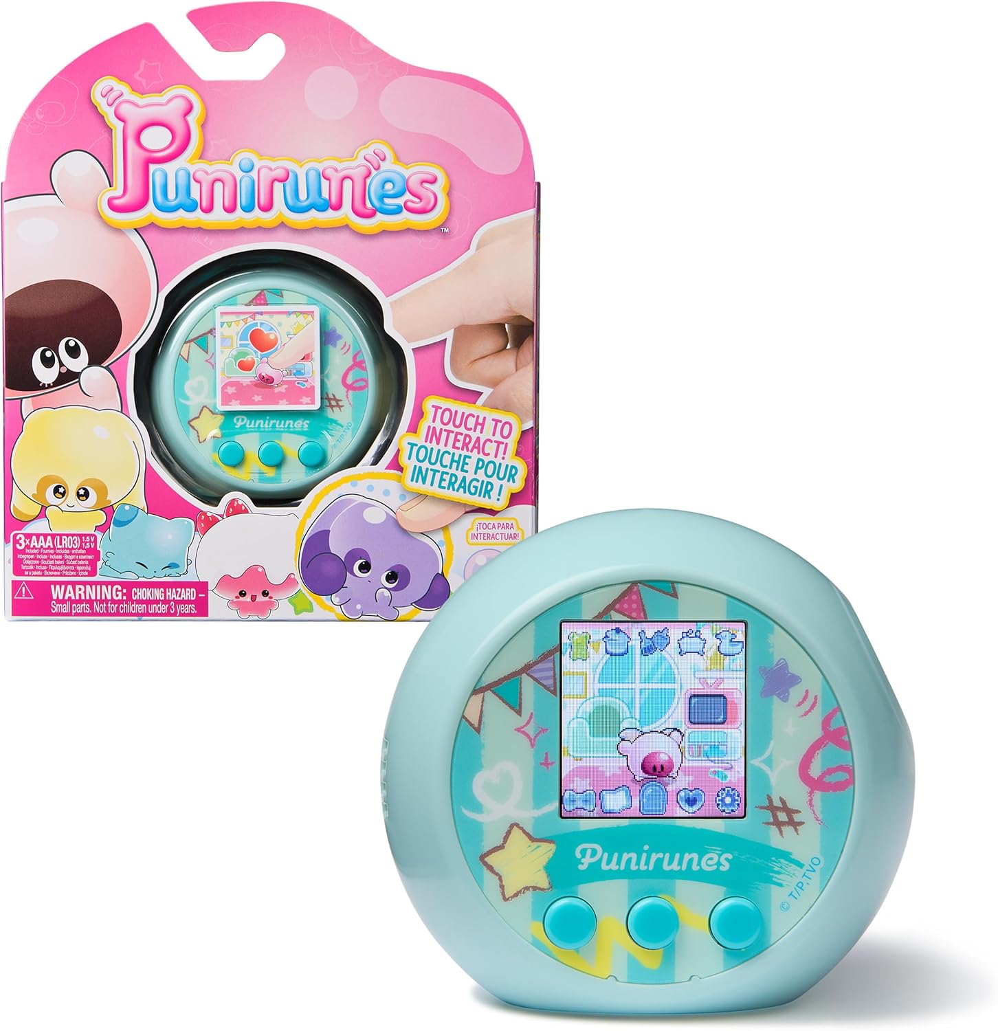 Punirunes, Interactive Digital Toy with 55 Squishy Characters Inside, Reacts to Touch, Full-Colour Display, Kids’ Toys for Girls & Boys Aged 5 and up