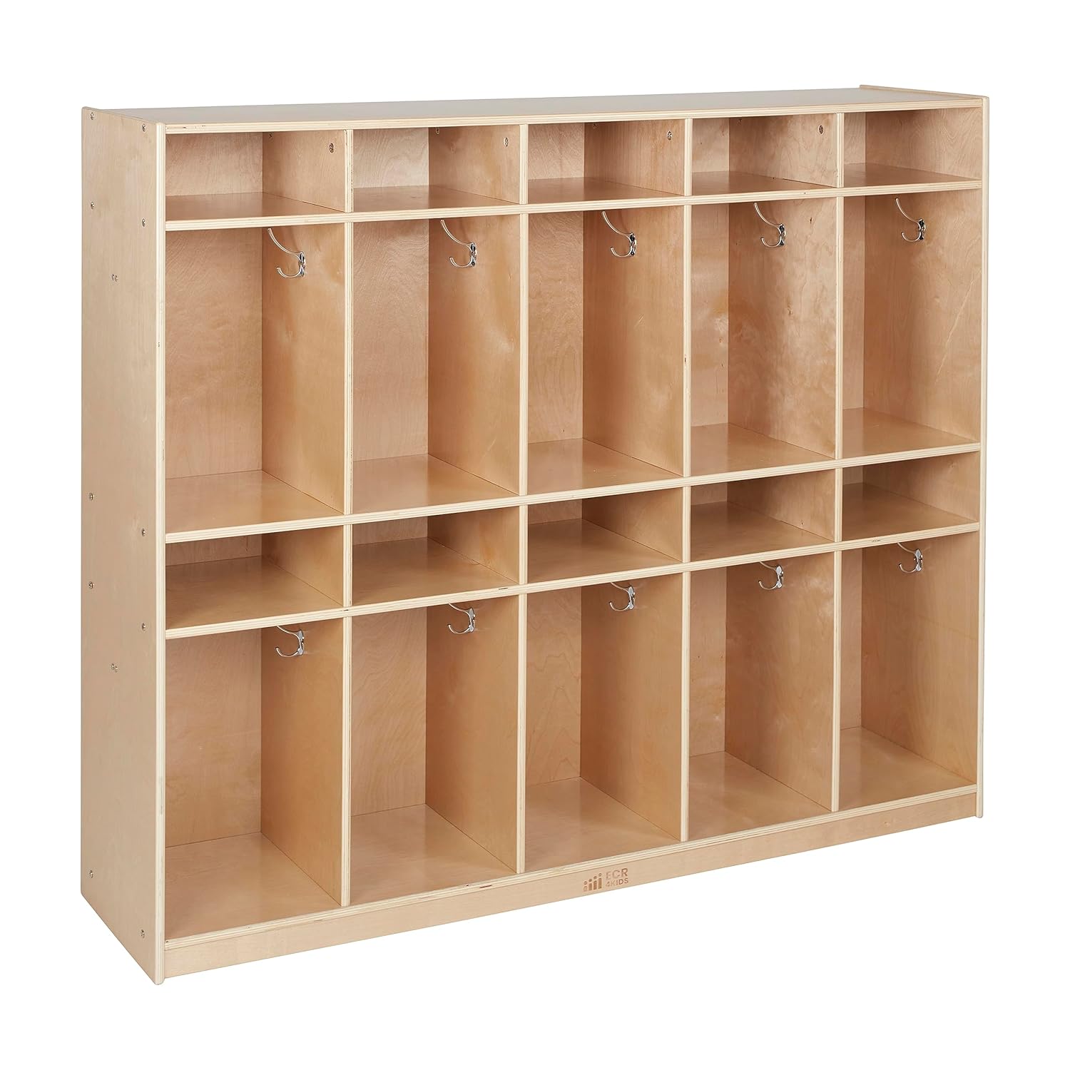 ECR4Kids 10-Section Coat Locker with Tray Storage Compartments, Classroom Furniture, Natural
