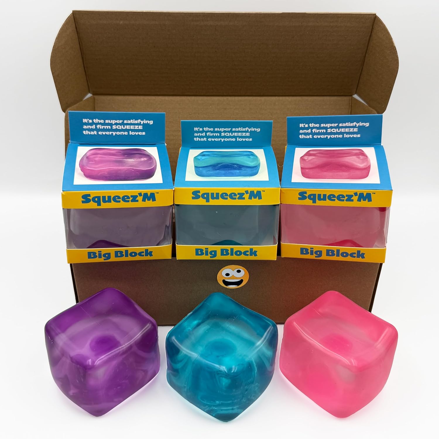Premium Big Block Squeez'M Cube – 35% Larger Than The Standard Squishy Cube, Toy for Kids & Adults - Sensory Fidget for Stress Relief, Focus & Play – Colorful, Durable, Gift-Ready – ASTM Certified 3+
