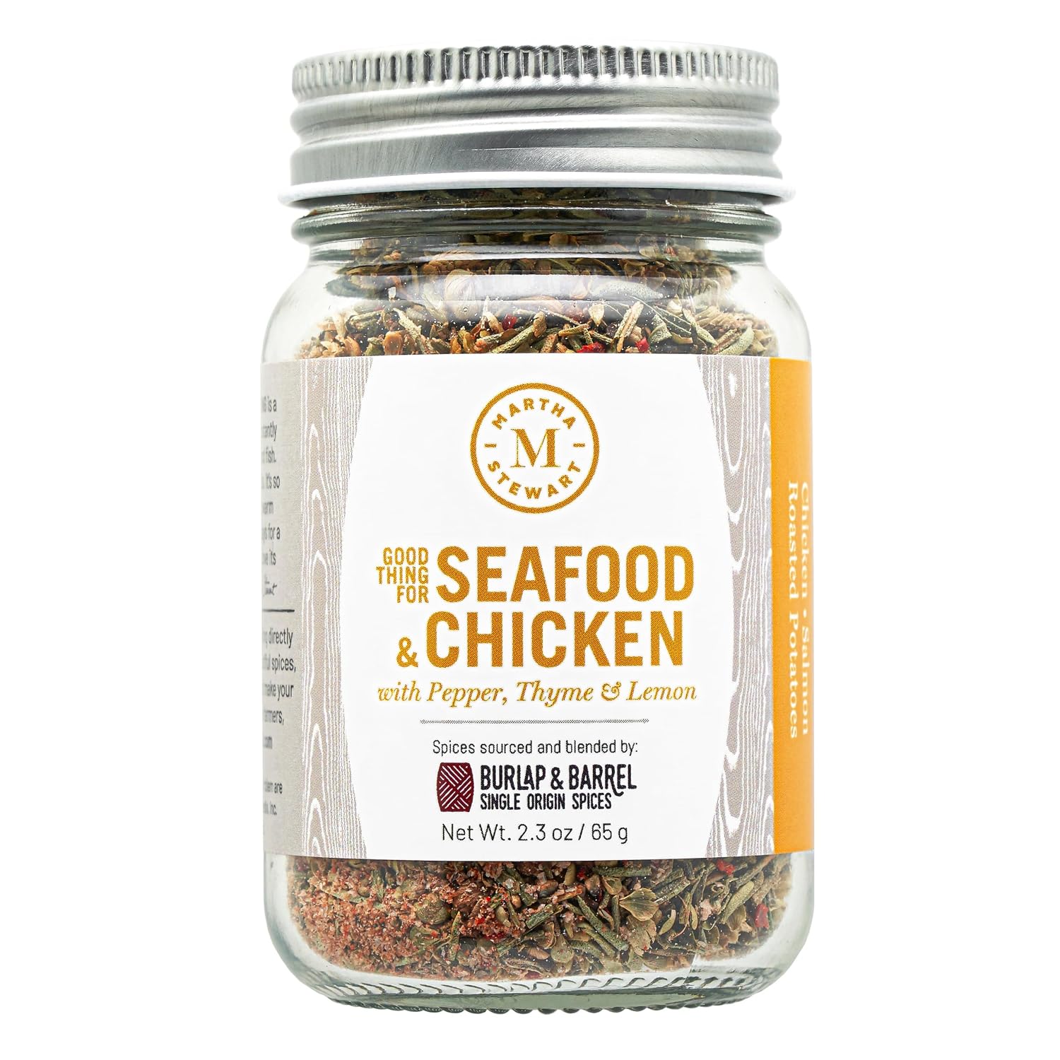 Martha Stewart Seafood & Chicken Seasoning – Bright, Zesty & Irresistible! A Handcrafted Blend of Single-Origin Spices from Burlap & Barrel – Perfect for Fish, Shellfish & Poultry – 2.3 oz Glass Jar