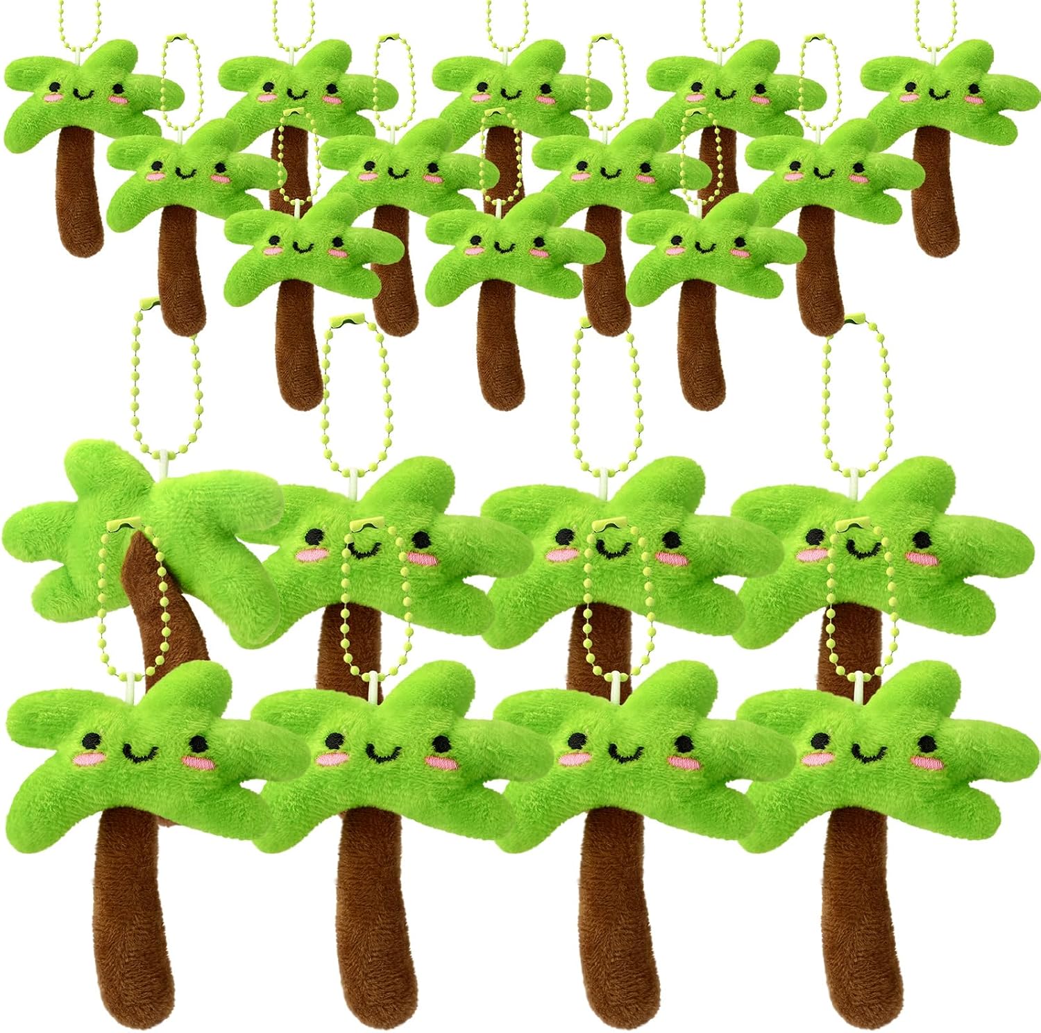 20 Pcs Hawaiian Party Favors Plush Mini Palm Tree Keychain Ornaments Tropical Party Decoration Beach Theme Luau Florida Birthday Party Supplies Gifts for Women Men Guests