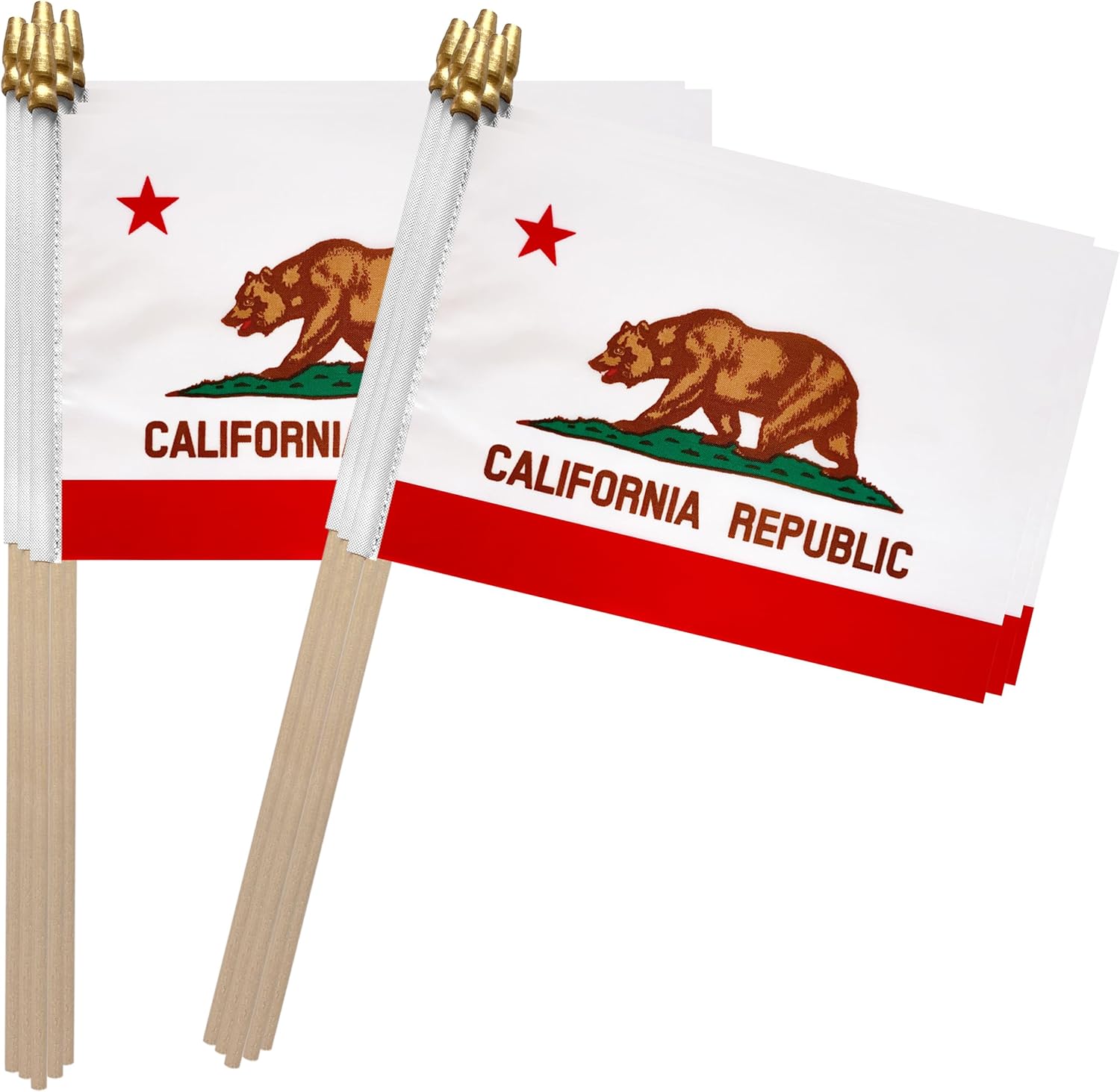 TSMD California State Stick Flag Small Mini CA Republic Hand Held Flags,5x8 Inch,12 Pack