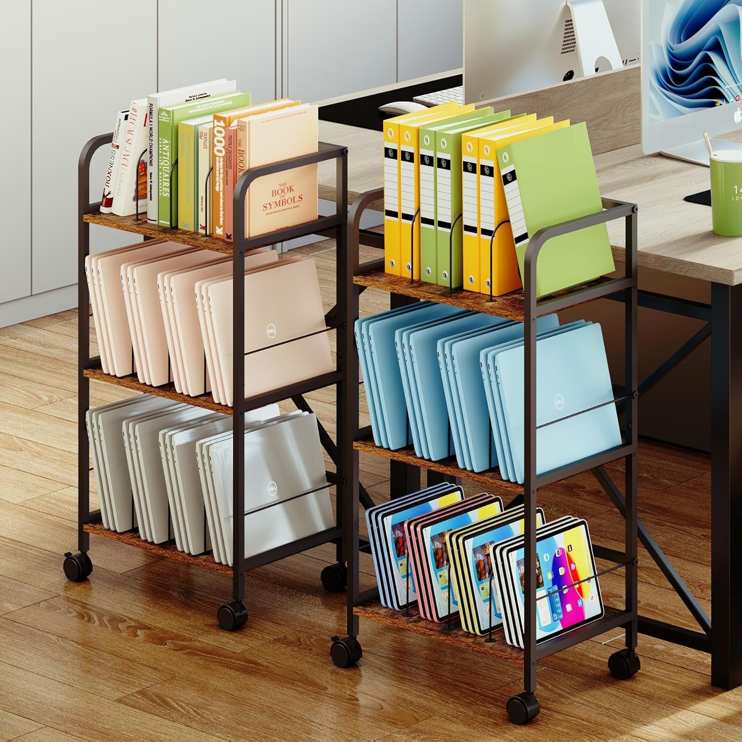 Feyejade Laptop Tablet Storage Carts 3 Tiers Larga Cpacity