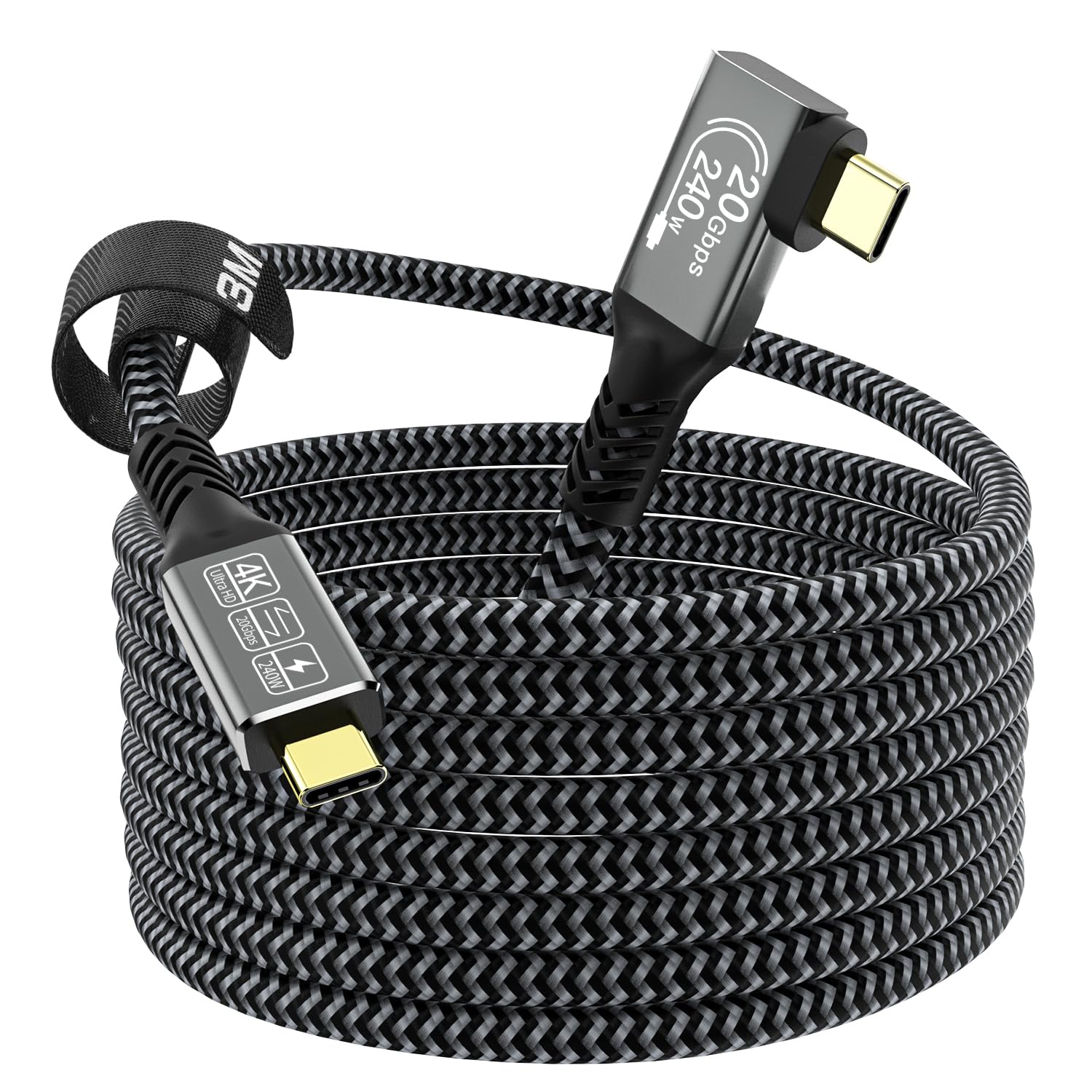 CAKOBLE 3m usb c cable,[20Gbps,240W,4K@144Hz] USB 3.2 Compatible Thunderbolt 4 /Thunderbolt 3 5K@60Hz usbc monitor For iPhone16,MacBook,Samsung 24,90 degree usb c cable