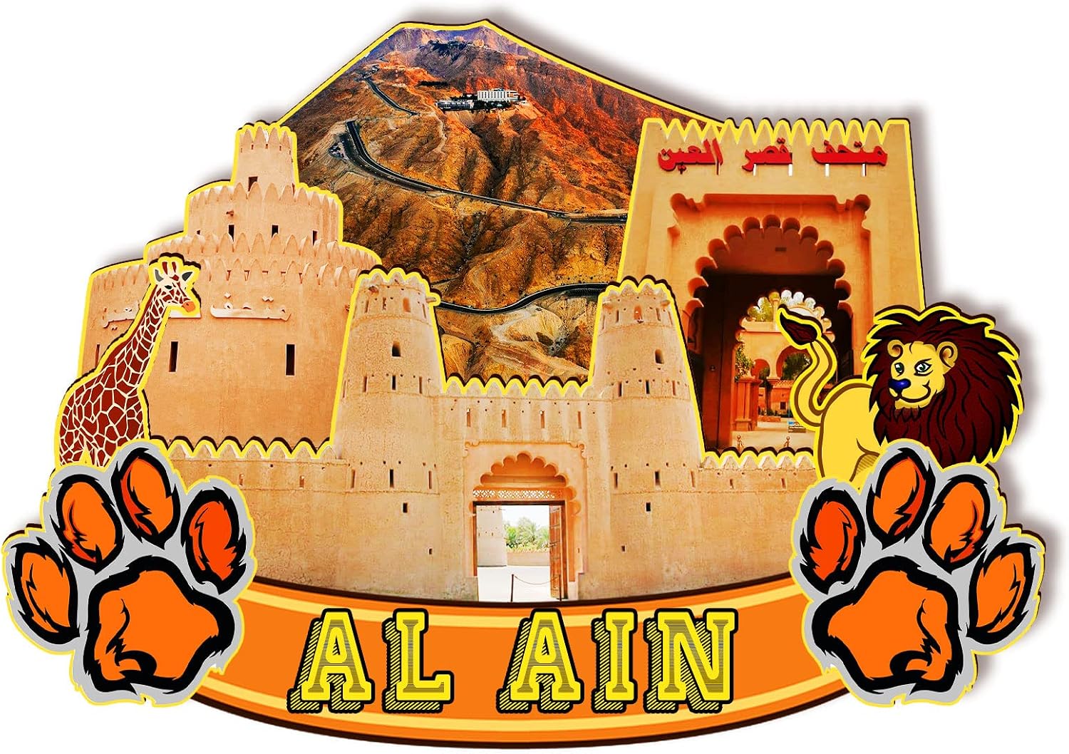 Al Ain United Arab EMI Wooden Magnet 3D Fridge Magnets Travel Collectible Souvenirs Decorations Handmade Crafts