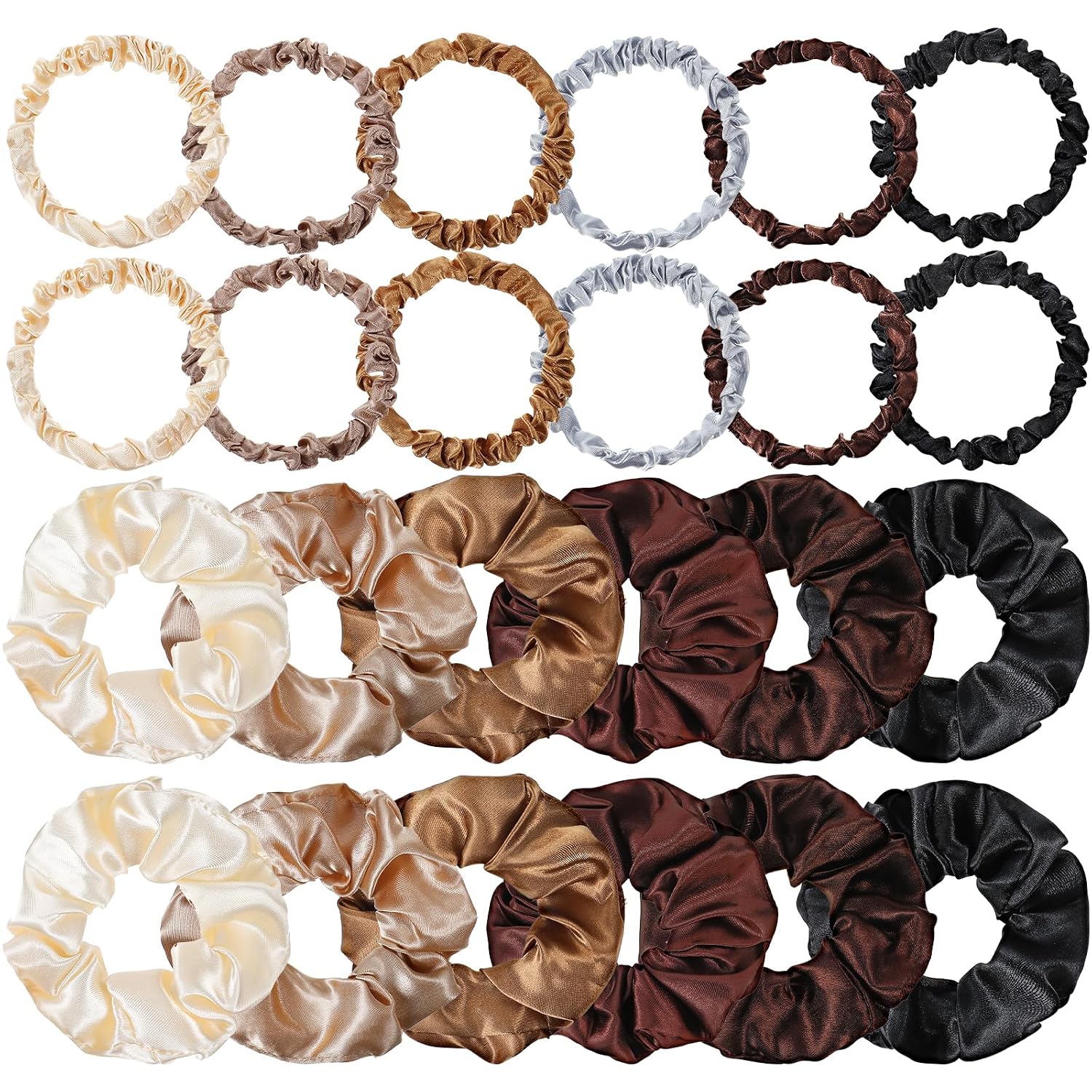 24 Pcs Satin Scrunchies for Women Girls 2 Sizes Silky Hair Ties for Thick Thin or Curly Hair Sleepy Elastic Hair Bands for School Gift Ponytail Holders Bulk Scrunchie Vintage Accessories