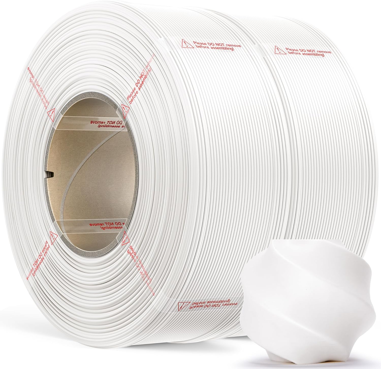PLA Basic, Pre-Dried Refill Filament 2-Pack Bundle (2kg/4.4lbs) for Reusable Spools, 1.75mm Spool-Less Bulk PLA 3D Printing Filament, Compatible with Bambu Lab 3D Printers – White x 2