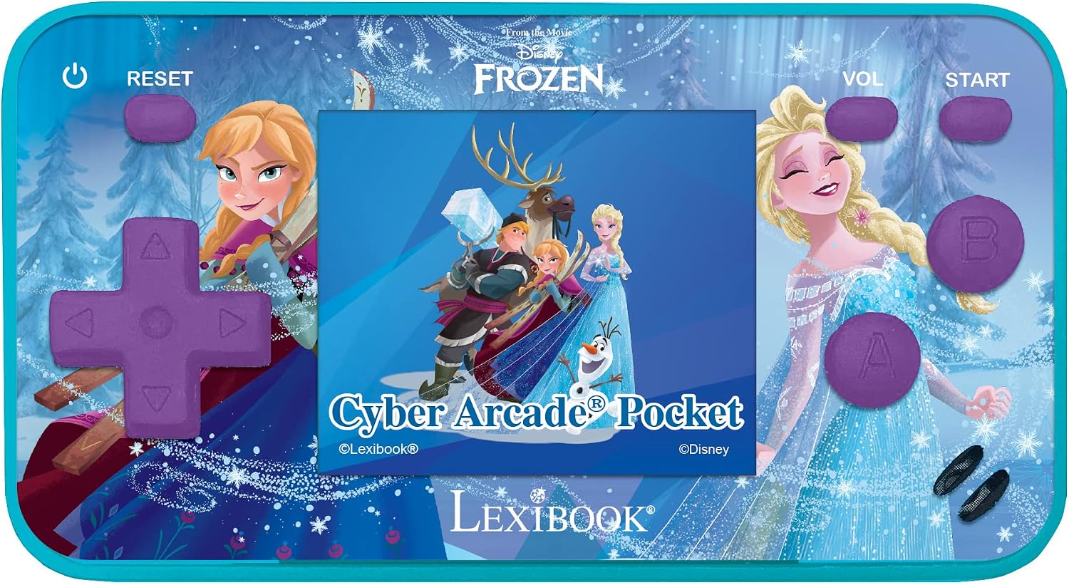 Lexibook Frozen Arcade Pocket Portable Gaming Console, 150 Games, LCD, Battery Operated, Purple / Blue, JL1895FZ