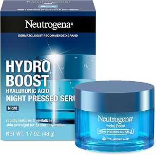 Neutrogena Hydro Boost Night Pressed Serum with Hyaluronic Acid For Face with Pro Vitamin B5, Rich Hydrating Face Serum for Dry Skin, Oil-Free, Non-Comedogenic, 1.7 OZ