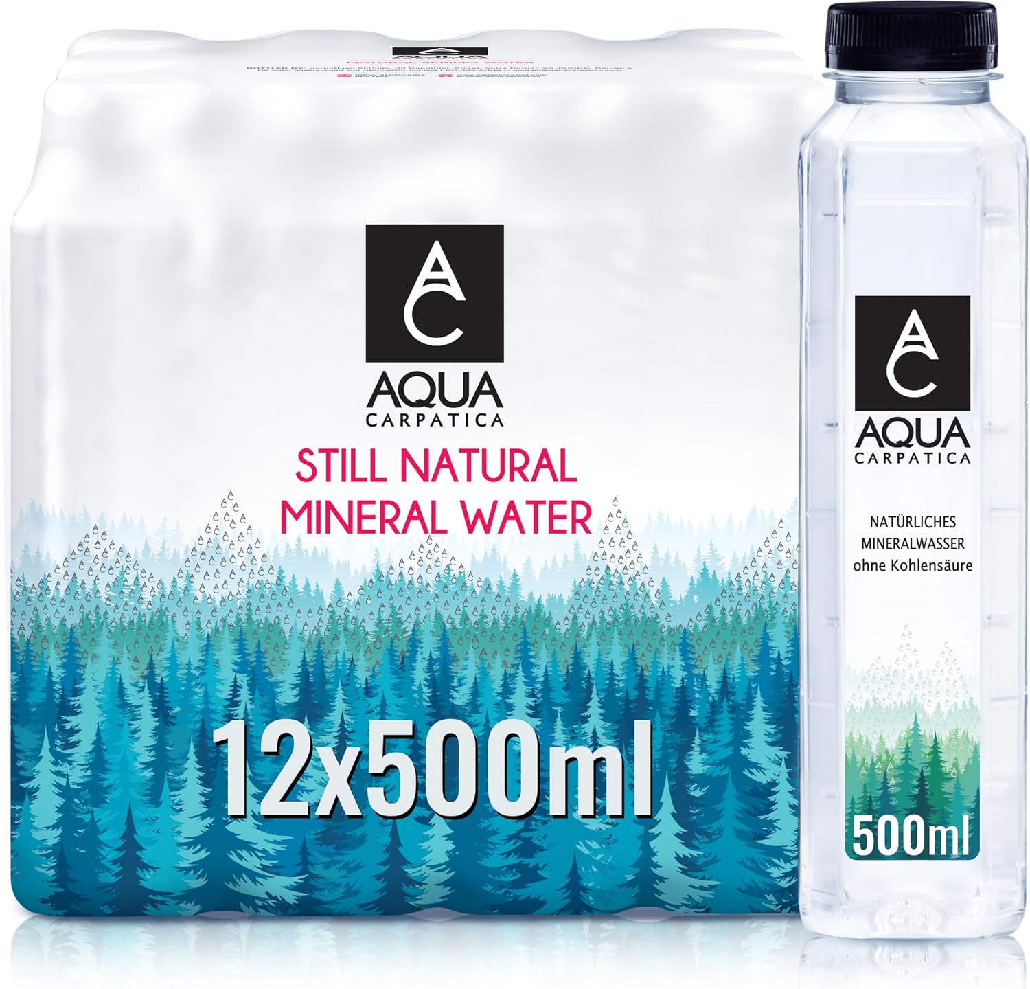 AQUA Carpatica Still Mineral Water, Naturally Alkaline, PET, 12 x 500ml