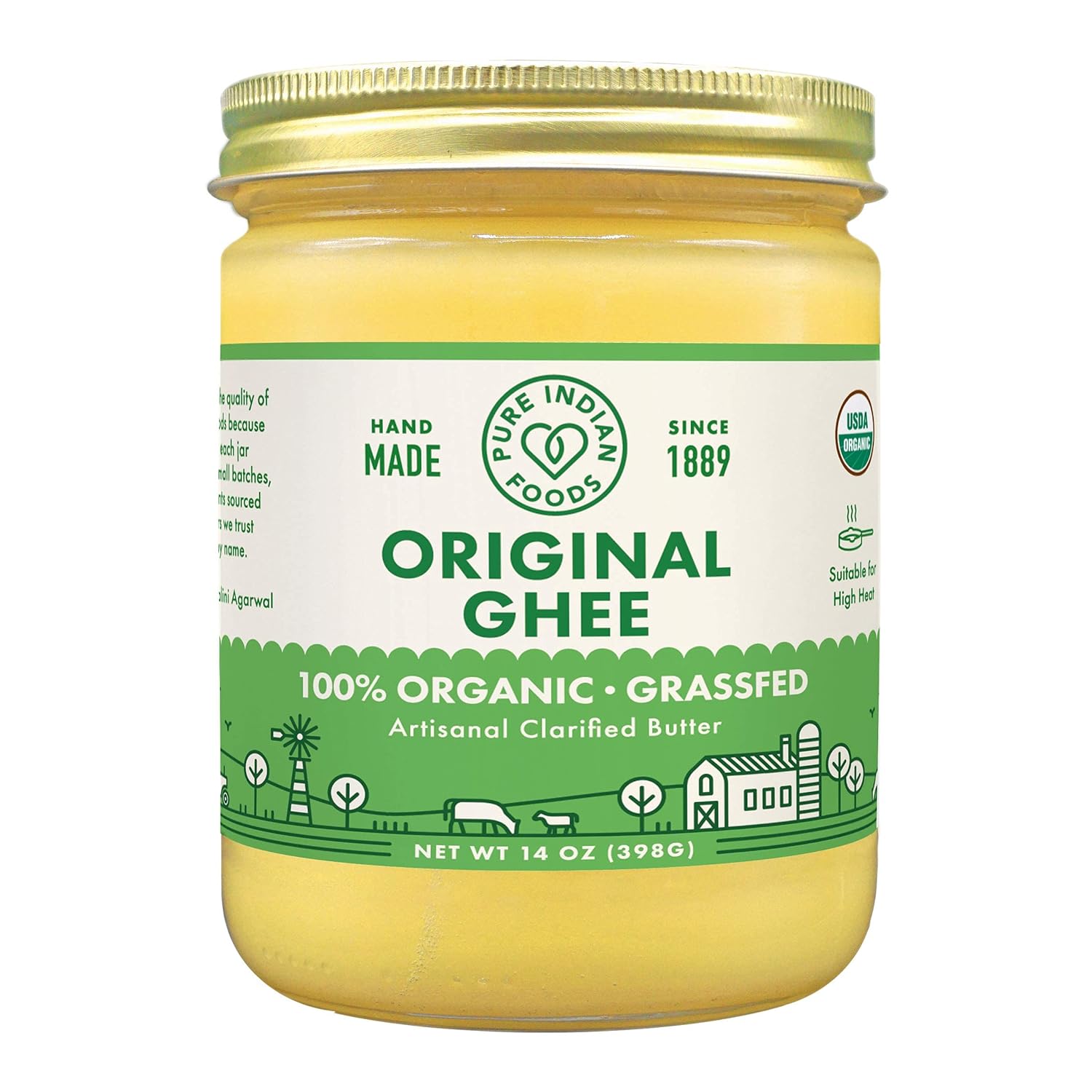 PURE INDIAN FOODS Grass Fed Ghee, 14 OZ
