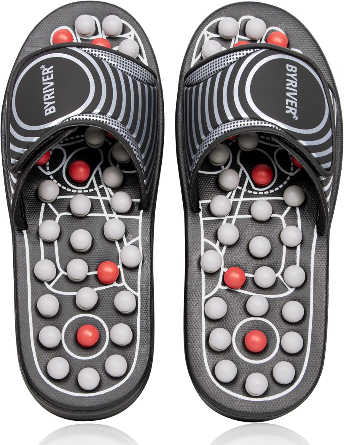BYRIVER Acupressure Slippers Sandals for Plantar Fasciitis, Reflexology Foot Massager for Circulation, Relieve Heel Arch Arthritis Neuropathy Pain (02L)