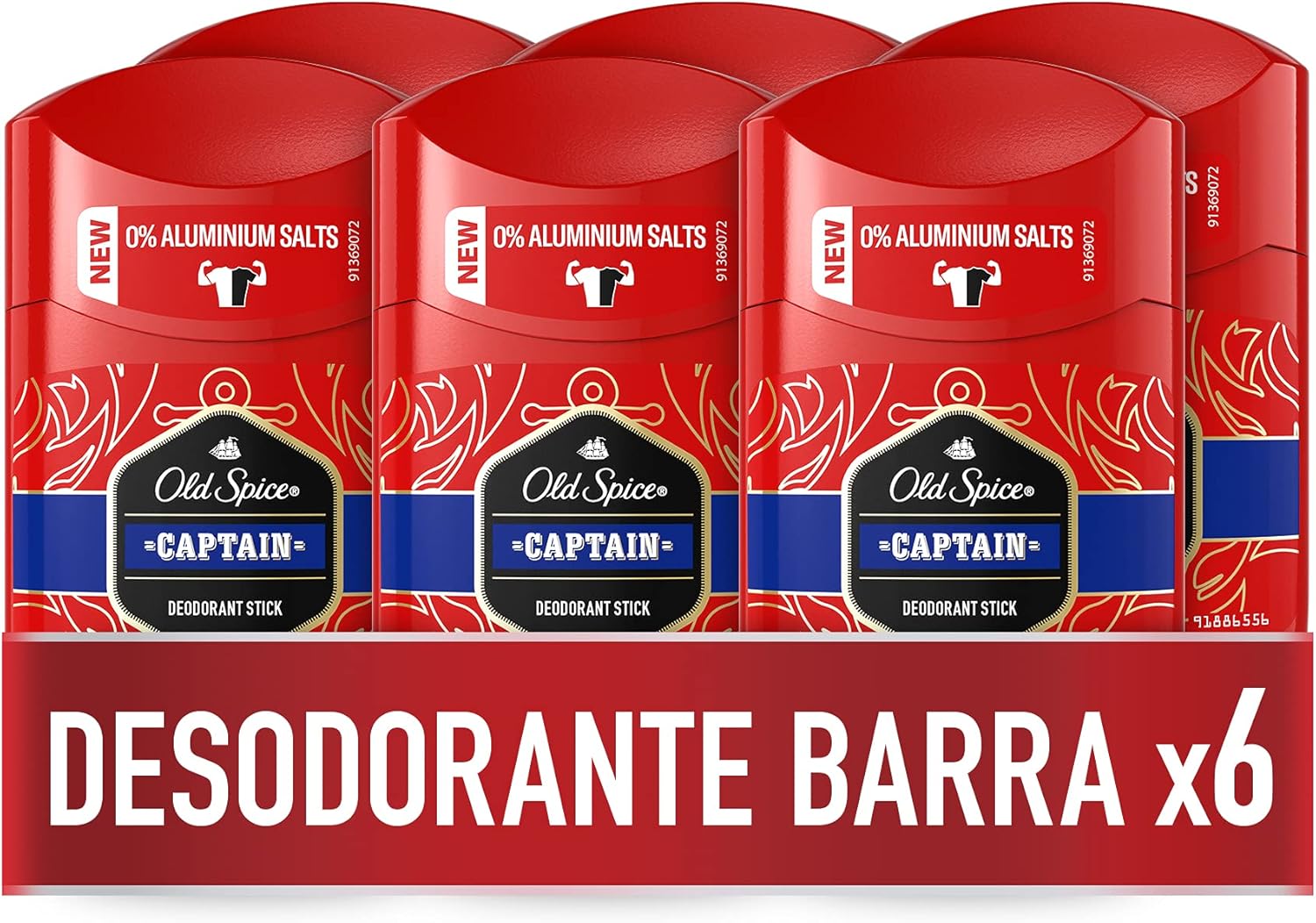Old Spice Captain Deodorant Stick, Pack of 6 x 50 ml (300 ml Total)